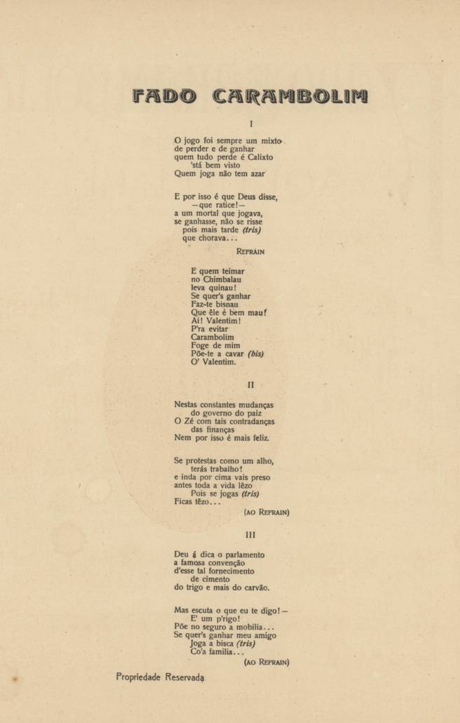 Fado carambolim - letra